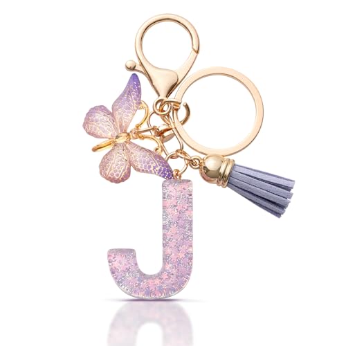 MORSUNBELA Schlüsselanhänger Buchstabe Mädchen Keychain mit Anfangsbuchstabe Schlüssel Anhänger mit Buchstaben für Frauen Damen