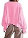 Zwurew Women Tops Crewneck Long Sleeve Crop Sweatshirt Side Slipt Blouse Pink XXL
