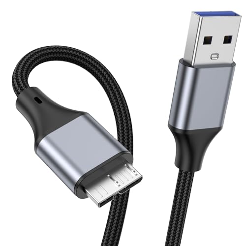 KAYQINHO Micro USB 3.0 Cable 0.5M USB A Male to Micro B Hard Drive Cable Compatible with Galaxy S5 Note 3 Toshiba Canvio Camera Hard Drive.