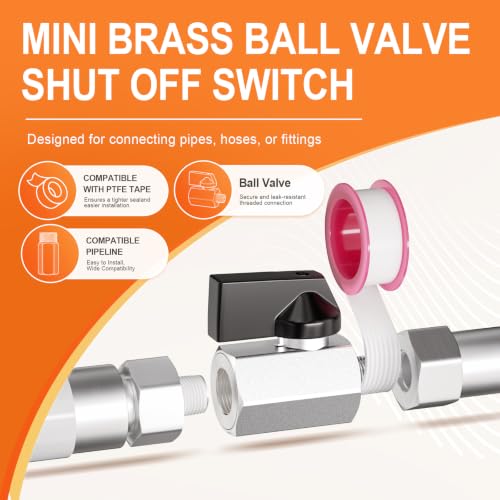 Image of GASHER 1 /8 inchNPT(F x M) Nickel Plated Brass Mini Ball Valve | 1 /8 Inch Male x Female NPT Thread Shut Off Valve for Regulate Flow