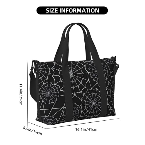 Laptop Tote Bag for Women Work - Spider Web Black Gym Bag for Women Men, Personal Item Crossbody Travel Bags Carry On, Overnight Weekender Bags for Women Travel2