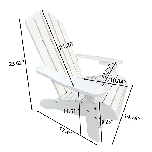 Wood Children Adirondack Chair,Ergonomic All-Weather Adirondack Chairs,Durable Patio Lounge Chair for Outdoor,Garden,Lawn,Indoor,White - Thumbnail 2