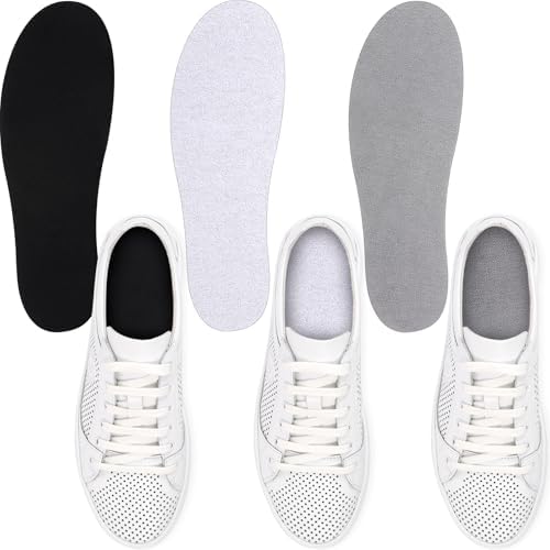 Velmitten 3 Pairs Sockless Shoe Liner No Show Socks Washable Barefoot Shoe Insert Insoles Women Man(Gray, Black, White)