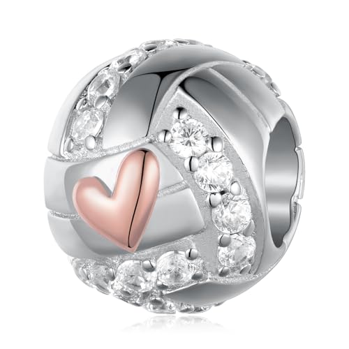 Sport Charm Sterling Silver Volleyball/Baseball/Softball/Soccer/Basketball/Football/Pickleball Charms for Bracelets Sport Jewelry Gifts for Women