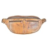 Zerimar Sac banane en cuir naturel | Sac banane urbain vintage | Sac de taille | Sac banane classique en cuir | Dimensions 30 x 11 x 7 cm, Cuir vieilli