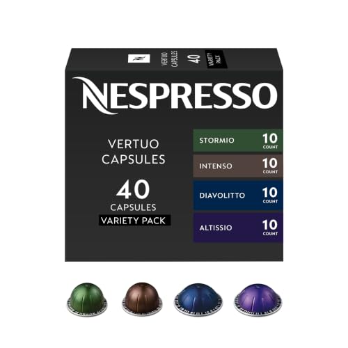 Nespresso Vertuo, Dark Variety Pack, Dark Roast, 40-Count Coffee Pods