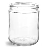 SKS Bottle & Packaging 16 Oz Straight Sided Empty Clear Glass Jars, Bulk Pack, Glass Canning Jars for Jams, Jellies and Preserves, 16 Oz Clear Glass Containers, Caps Sold Separately, Pack of 12