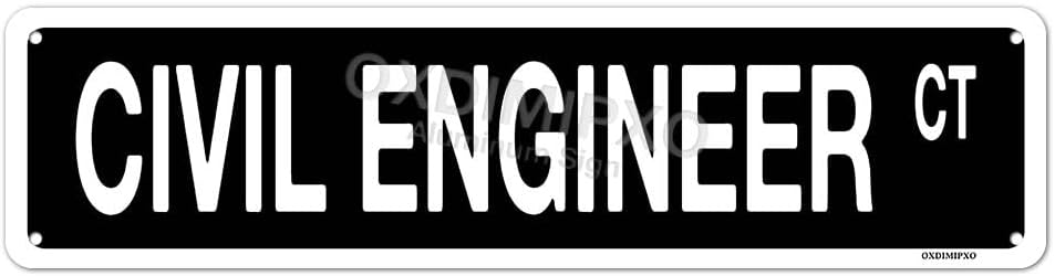 Civil Engineer Street Sign City Code Rule Drafting Black Print Engineering Gift Wall Plaque Custom Metal Wall Art Decoration, Aluminium, 4x16 Inches