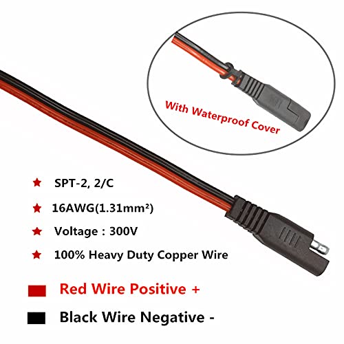 SAE to Aligater Clips Trickle Charger Extension Cable 10FT Clamp 12V-24V Quick Disconnect Cord 15A Alligator Clip for Pump Motorcycle Car Battery Solar Panels with Extra15A Fuse by AEISVIK - Image 6