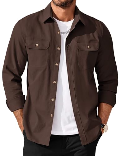 COOFANDY Men’s Fall Button-Down Long Sleeve Shacket