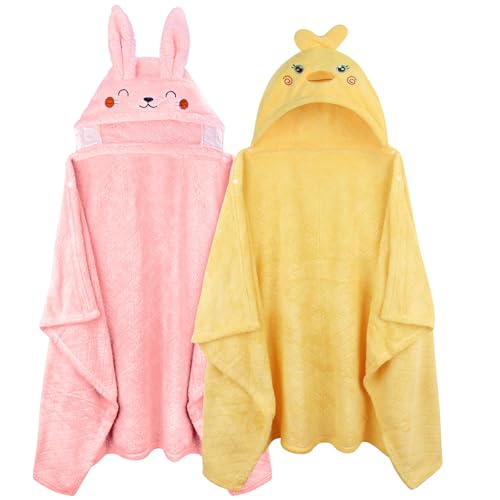 Image of FUBANRAY Toddler Bath Towel Hooded Kids Bath Towels for Toddlers 0-5 Years, 2-Pack Thick Absorbent Toddler Towels with Hood Baby Bath Towels, Large 50''x32'' Hooded Baby Towels with Hood for Girl