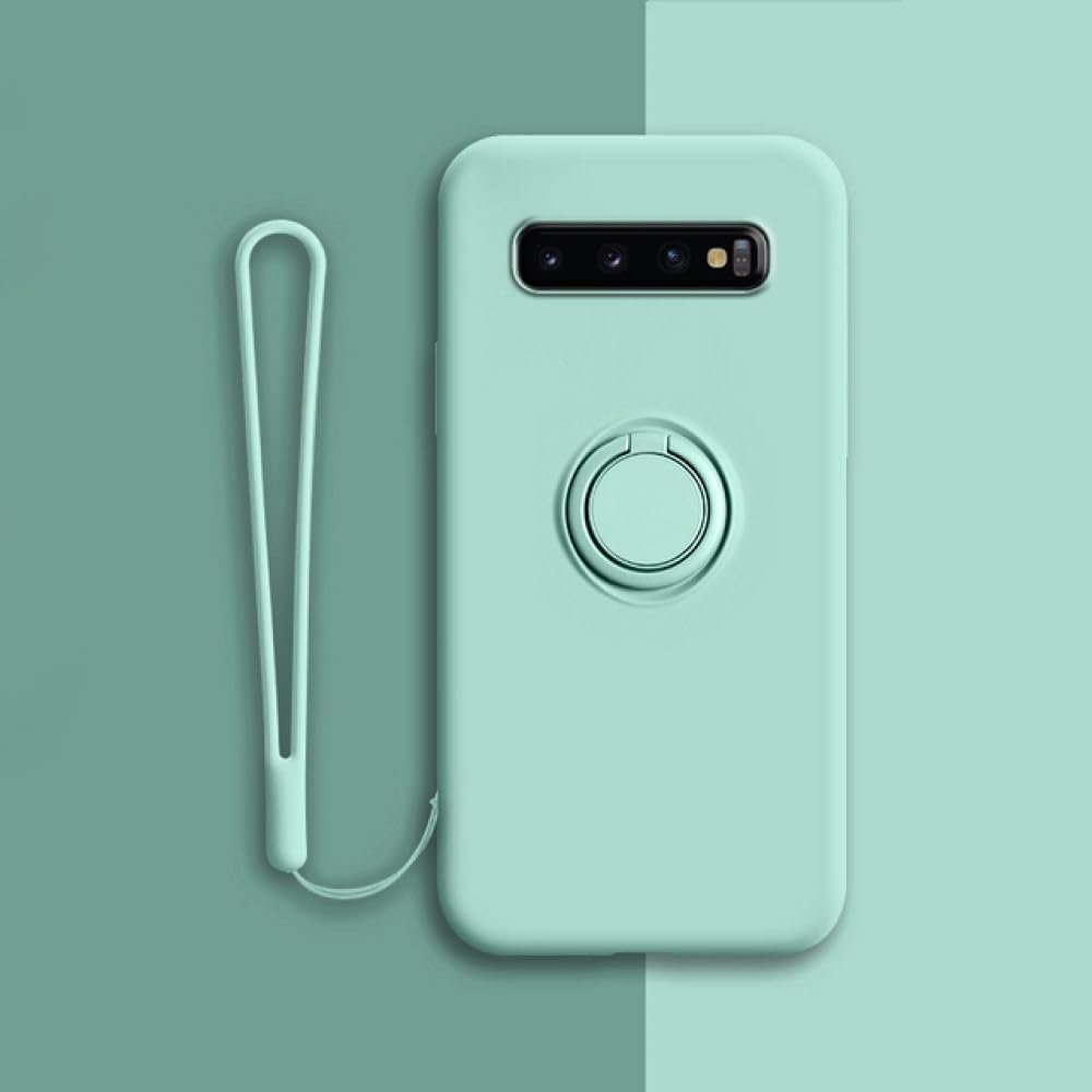 Funda de silicona para Samsung Note 10 carcasa trasera antichoque con anillo cian 4