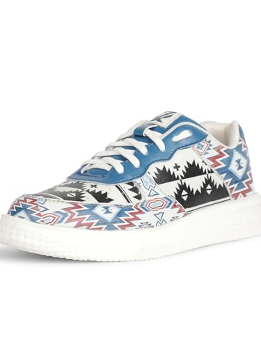 Image of Liberty Leap7x MJH-M04 Printed Sneakers for Men with PVC Upper | EVA Sole Casual Shoes with Lacing | Comfortable Footbed | Memory Foam Insole | Lightweight, Stylish & Modern (White)