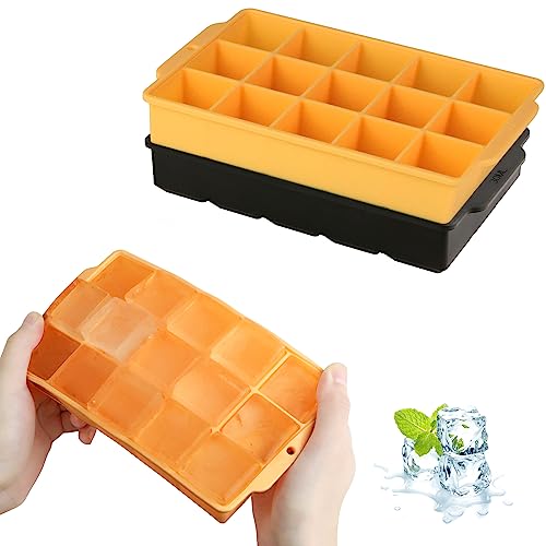 JOPHEK Stampo 30 Cubetti Ghiaccio Silicone, 2 Pezzi Quadrati Grandi 3,5cm per Cocktail, Whisky, Vino, Frutta, Puree di Frutta, Gelati