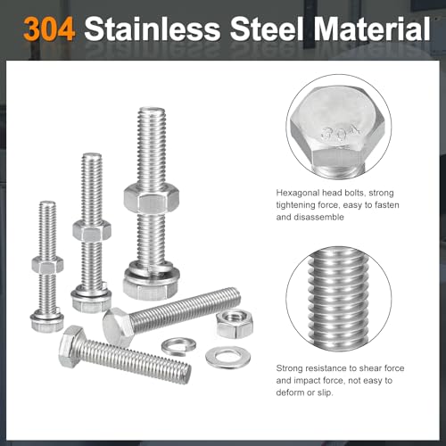Tornillos de cabeza hexagonal totalmente roscados 1/2-13 x 4" para proyectos exteriores e industria 5