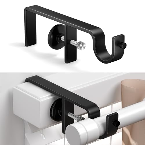 Over-Blinds Curtain Rod Brackets for Outside-Mounted Blinds, No Drill, Adjustable Fit, Set of 2,...
