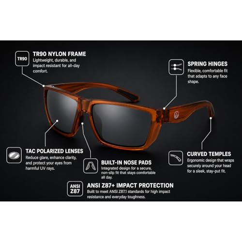 Image of Polarized Fishing Sunglasses for Men - UV400 Protection - Lake, River, Ocean - Lightweight TR90 Frame