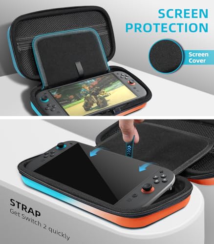 Image of TiMOVO Carrying Case for Nintendo Switch 2 (2025),Gradient Orange | Large Capacity, Hard Shell Protective, 10 Game Card Slots, Pockets for Console & Accessories, Portable Travel Pouch