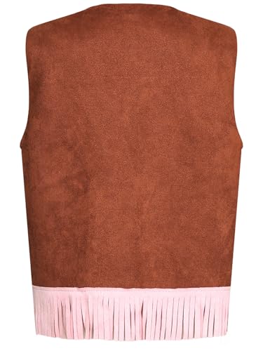 Kids Western Rodeo Cowgirl Vest Halloween Sleeveless Star Fringe Tassels Dressy Waistcoat2