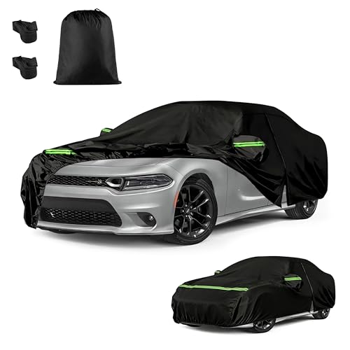 Car Cover for Dodge Charger 2006-2026 Custom Fit Waterproof All-Weather Full Car Cover for SXT R/T Scat Pack Windproof Outdoor Full Cover with Driver-Side Zippered Door UV-Resistant and Dustproof