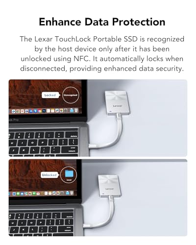 Lexar TouchLock Portable SSD 512GB with One-Touch NFC Encryption Authentication, External Solid-State Drives USB 3.2 Gen2, Magnetic Phone SSD Support for iPhone 17/16, Tablet, PC - Image 6