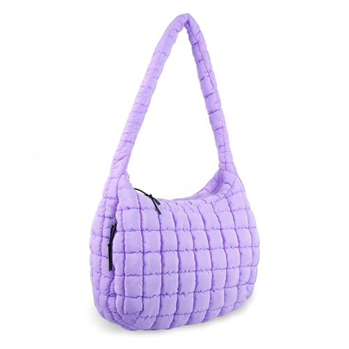 Image of Quilted Puffer Tote Bag Purse Puffy Crossbody Shoulder Bag,Lightweight Nylon Hobo Bag Puffer Carryall Bag for Women Girl