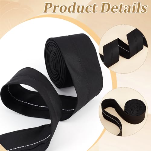 BENECREAT Acabamento de forro de cintura para calças de terno preto de 14 m, faixa de cintura de alf