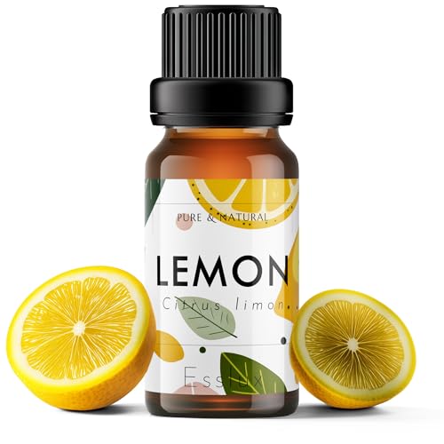 Image of Esslux Lemon Essential Oil | 100% Pure Natural Oil for Skin, Cleaning & Diffuser | Ideal for Aromatherapy, Soap Making & DIY Projects | Refreshing Citrus Scent, 10 ML