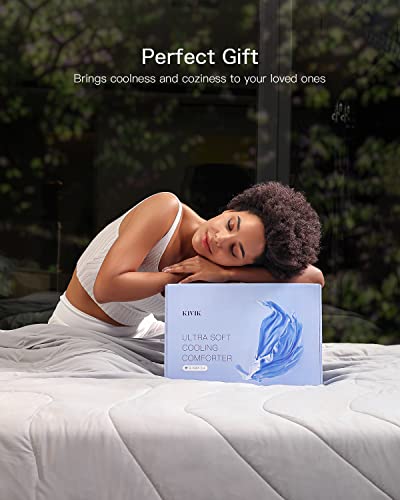 Kivik Cooling Comforter Queen, Cooling Down Alternative Duvet For Hot Sleepers, Soft Summer Duvet Insert For Night Sweats, Cool & Breathable Blanket, Grey 90X90 Inches #TOP6