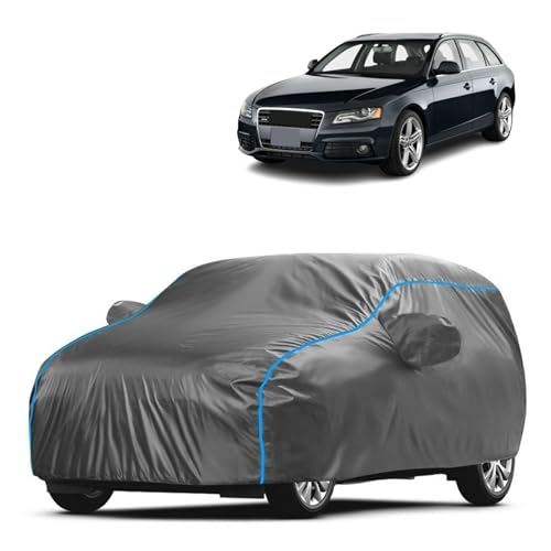 Image of Kerwa Car Body Cover Waterproof with S40, Dust & UV Resistant All-Weather Proof Full Body Cover, Grey with Blue Lining, Triple Stitched Elastic Bottom with Mirror Pocket