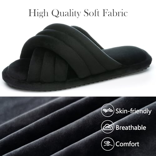 Image of GOEWY Cross Band Slippers for Women with Cozy Memory Foam Machine Washable