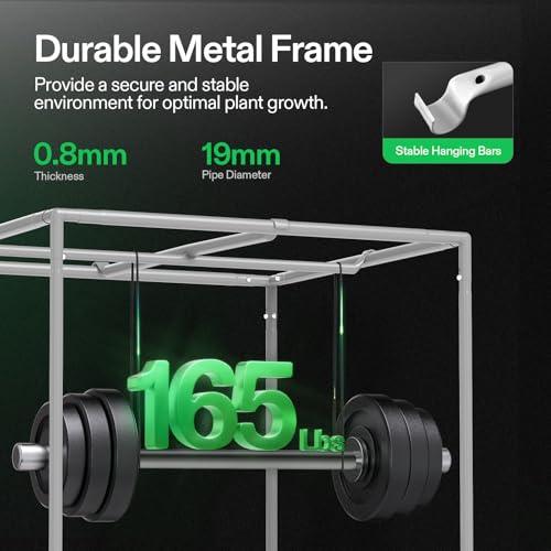 VIVOSUN G336 36"x36"x72" Grow Tent, 3x3 FT Advanced Gray Mylar Tent with 19mm Poles, Observation Window and Floor Tray for Hydroponic Plants for VS2000/VS3000