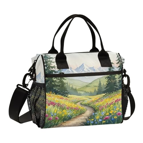 Waassud Lush Boîte à déjeuner isotherme réutilisable et étanche pour homme et femme - Motif prairie de fleurs sauvages - Taille M