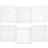 lurrose 6個 ペイント用ステンシル クラフト向け ブランチ バブル柄 描画テンプレート 軽量耐久 絵画用型 木工 壁面装飾対応