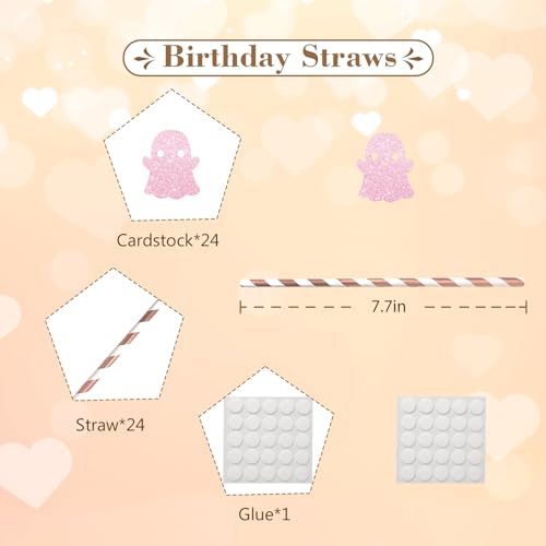 Pitillos de papel dorado rosa para fiesta Halloween pack 24 miniatura 3