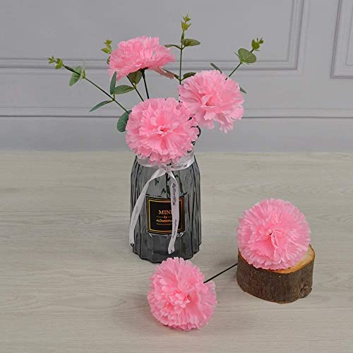 Dh Eyb Silk Carnation Flower, 50 Artificial Flowers, Used For Wedding Decoration Diy Handmade Flowers, Carnation Flower Diameter 3.5 Inches And 6 Inches Stem (Pink) #TOP5