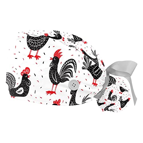 Chapeaux bouffants à motif coqs JDEZ pour une cuisine propre et stylée au quotidien