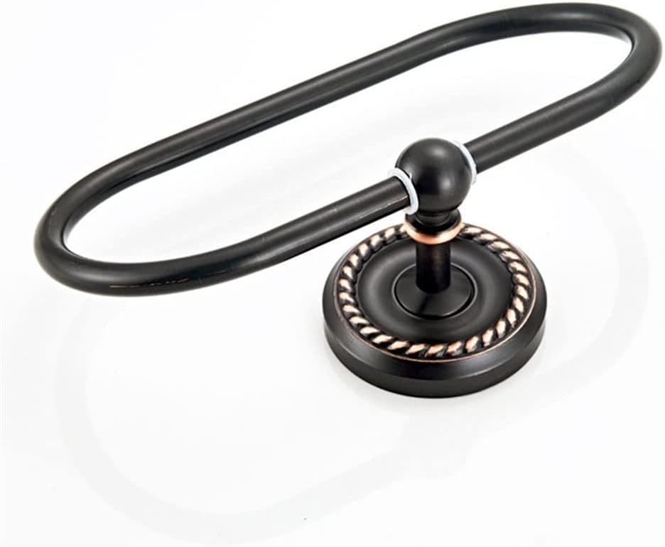 LSLYTQ European Style Brass Black Brushed Retro Shower Room Wall-Mounted Hardware Pendant Oval Towel Ring