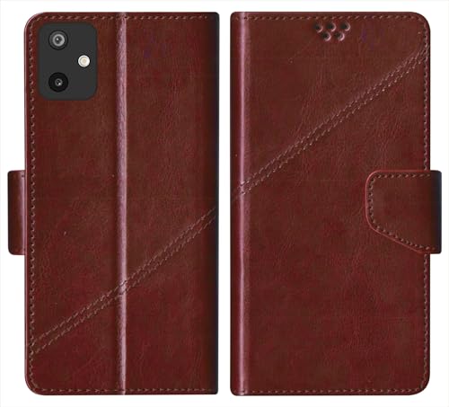 Image of SBMS Flip Cover for Samsung Galaxy M07 / Samsung A07 / Samsung F07 Back Cover Case with Magnatic Closure | Inbuilt Stand | Card & Money Pocket for Samsung A07 (CoffeBrown)