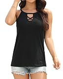 Halter Tops for Women Criss Cross V Neck Casual Summer Sleeveless Tank Tops Loose Fit Dressy Cami To