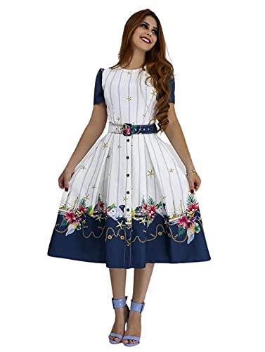 Buy Avlin Beautiful Women Latest White One Piece Crepe Dress with Belt  (Small, Multicolor) at Amazon.in
