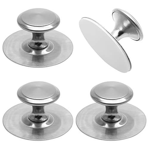 Uenhoy 4 Pcs Self-Stick Drawer Knobs Stainless Steel Cabinet Handle Pulls With Adhesive, Stick On Handles For Drawer Cupboard Cabinet Window, Self-Adhesive Drill Free Door Knobs, Silver #TOP30