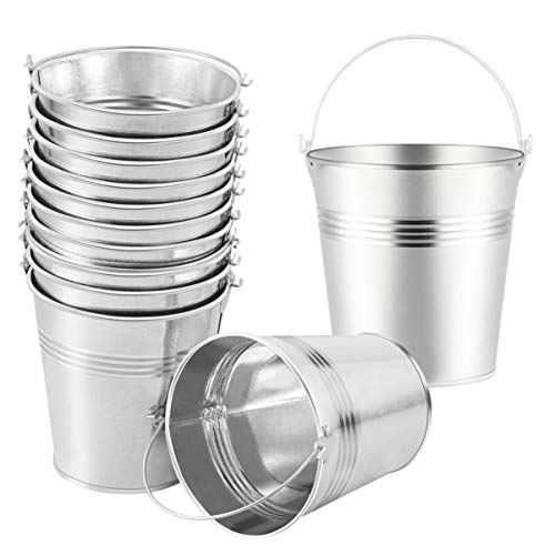 TOYANDONA 12 Pièces Seaux en Métal Mini 10.50X10.50X7.20Cm Seaux en Fer Blanc pour Bonbons Frites Collations Cadeaux De Fête Pot De Fleurs Suspendu Décoration Maison