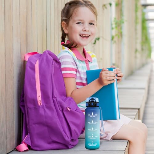 Trinkflasche 500ml, BPA-frei, Wasserflasche mit Filter und Zeitmarkierung, Auslaufsicher, Trinkflasche Kohlensäure Geeignet, Wasserflasche für Kinder, Gym, Camping, Wandern, Fahrrad, Yoga, Sport