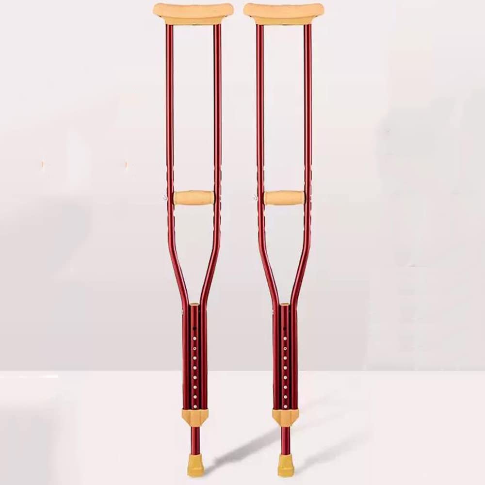 Bastón De Aluminio para Caminar, X2 Ortopédicas Bastones Regulables Muletas Adulto, Bastón De Antebrazo para Jóvenes, Azul/Rojo (Color : Red)