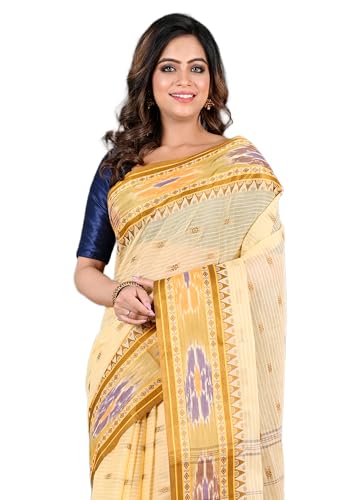 Image of eC ESHA'S COLLECTION Women's Traditional Pure Cotton Katki Tant Saree Without Blouse Piece