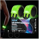VJEUK 2 Pack LED Armband Running Lights with Reflective Gear, Rechargeable LED Wristband Lights for Night Safety, Light Up Armbands for Runners, Joggers, Walkers