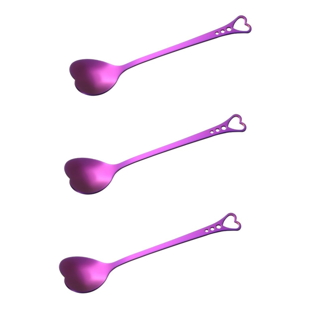 Zerodeko 3pcs Gold-plated Heart-shaped Spoon Teapot Tea Spoon Long Spoon Coffee Spoons Bar Spoon Measuring Cups Gold Plating Shaker Espresso Hand Mixer Electric Mini Dessert Spoons Purple