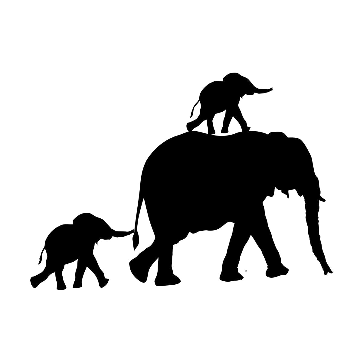 Elephant Family Wall Decals Cute Animals Wall Sticker for Nursery Kids Room DIY Decoration Jungl Animal Art Mural Wallpaper Extra Large - 75x104cm