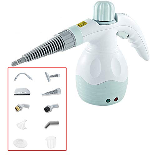 LTLWSH Vaporeta de Limpieza de Mano Portátil Multiusos Vaporizador Limpiador a Vapor con 9 Accesorios para Quitar Manchas en Tapicería de Coche, Hogar, Cocinas, Alfombras, Cristales, Sofá,Verde